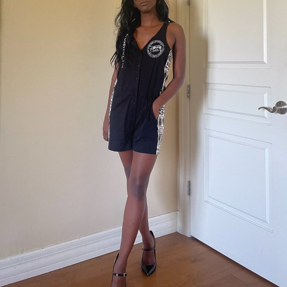 Stussy Black Button Romper